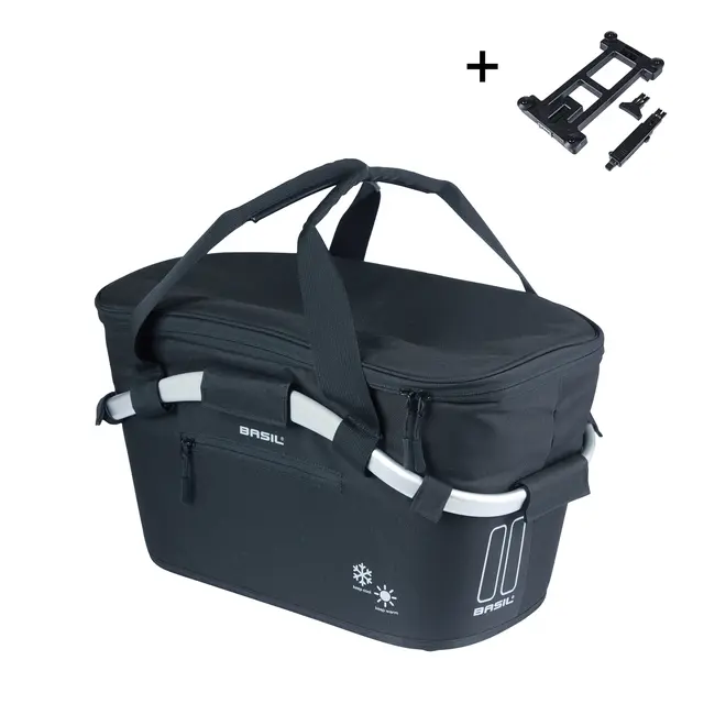 Basil Classic Carry All MIK ISO Kurv Bak Sort, Alu/Stoff, 18 ltr, ink MIK system 