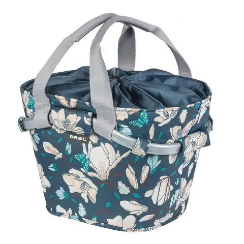 Basil Carry All Magnolia Kurv Front Blå, Alu/Stoff, 15l, ink KF Plate