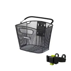 Basil Bold KF Kurv Front Sort, Alu, 16l, ink KlickFix Styrefeste