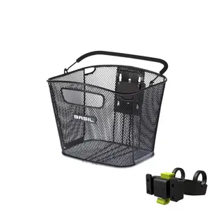 Basil Bold KF Kurv Front Sort, Alu, 16l, ink KlickFix Styrefeste