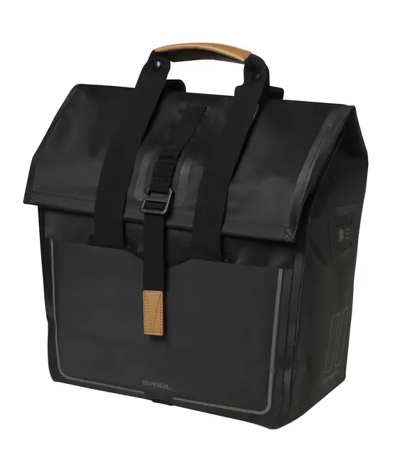 Basil Urban Dry Shopper Sideveske Matt Sort, 20 ltr, IPX3, Hook On System 