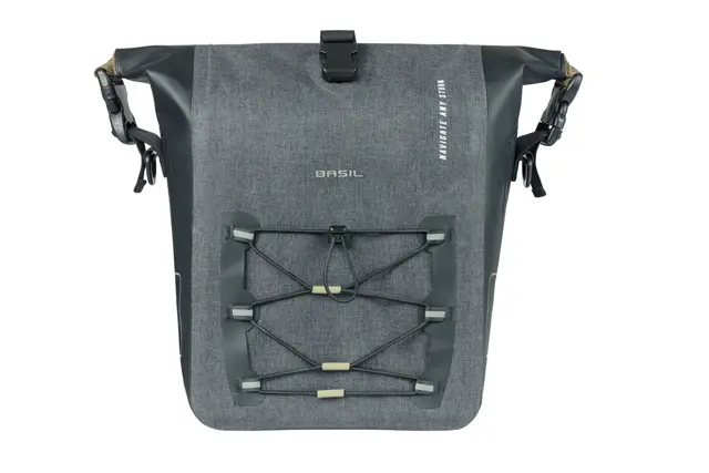 Basil Navigator StormMIK Hooks Sideveske M,Grå,15liter, MIK Hooks System,Vanntett 