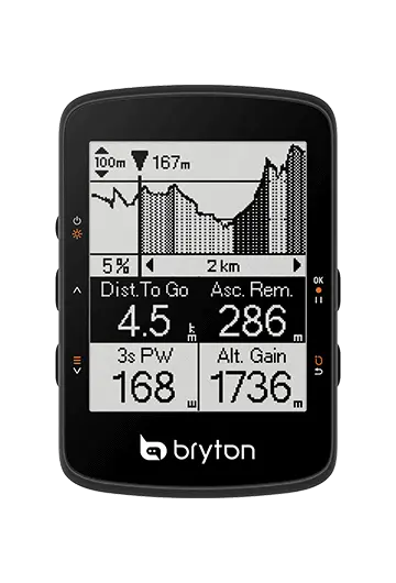 Bryton Rider 460 E GPS Computer 2.6" , Mono LCD skjerm, full GNSS, 58g 