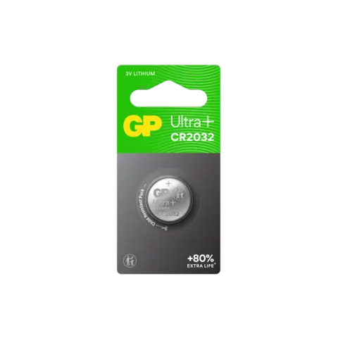 GP Ultra Plus 2032 Knappcell Batteri 3V 1 stk, ø20mmx3.2mm, Lithium