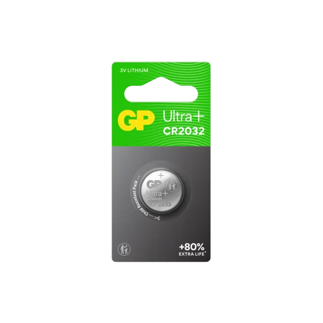 GP Ultra Plus 2032 Knappcell Batteri 3V 1 stk, ø20mmx3.2mm, Lithium 