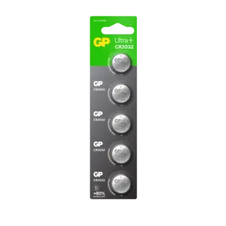 GP Ultra Plus 2032 Knappcell Batteri 3V 5 stk, ø20mmx3.2mm, Lithium
