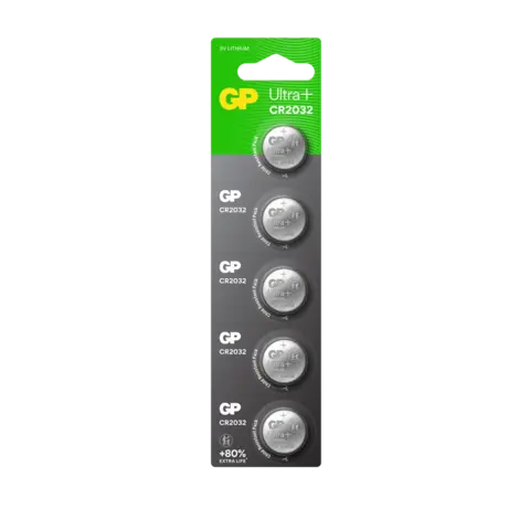 GP Ultra Plus 2032 Knappcell Batteri 3V 5 stk, ø20mmx3.2mm, Lithium