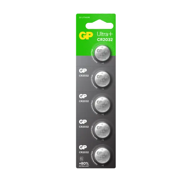 GP Ultra Plus 2032 Knappcell Batteri 3V 5 stk, ø20mmx3.2mm, Lithium 