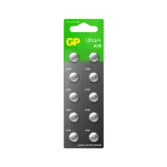GP Ultra Plus A76 Knappcell Batteri 1.5V 10 stk, ø11.6mmx5.4mm, LR44, Alkalisk