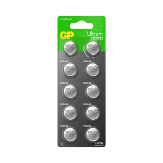 GP Ultra Plus 2032 Knappcell Batteri 3V 10 stk, ø20mmx3.2mm, Lithium