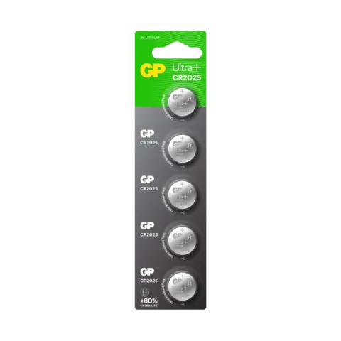 GP Ultra Plus 2025 Knappcell Batteri 3V 5 stk, ø20mmx2.5mm, Lithium