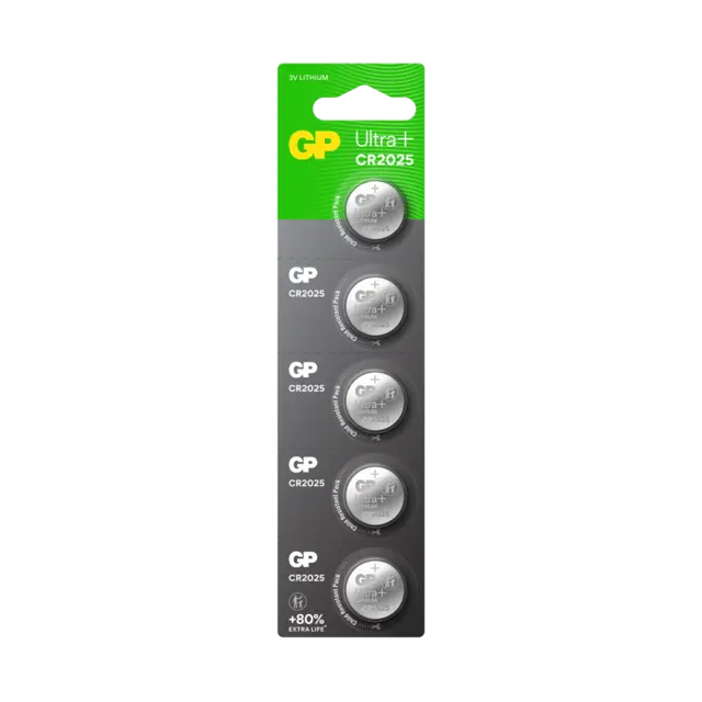 GP Ultra Plus 2025 Knappcell Batteri 3V 5 stk, ø20mmx2.5mm, Lithium 