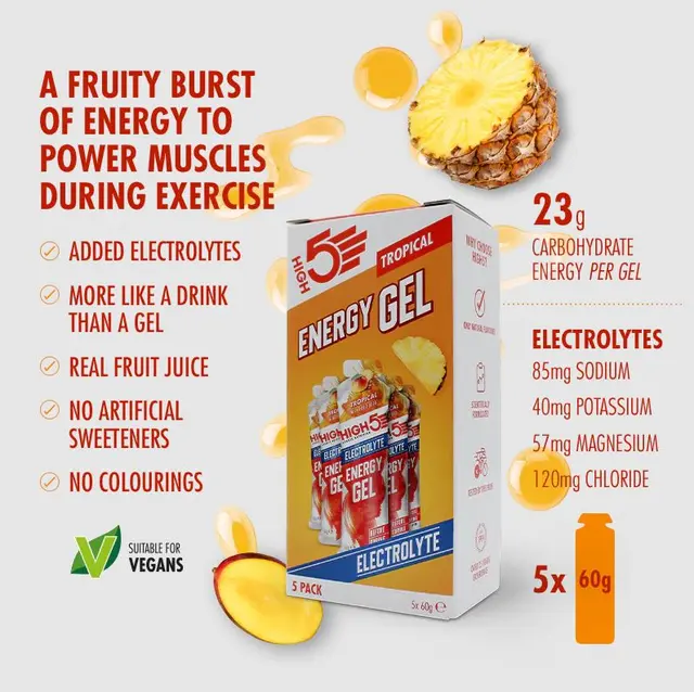 HIGH5 EnergyGel Electrolyte Tropisk 5pk, 60gr 
