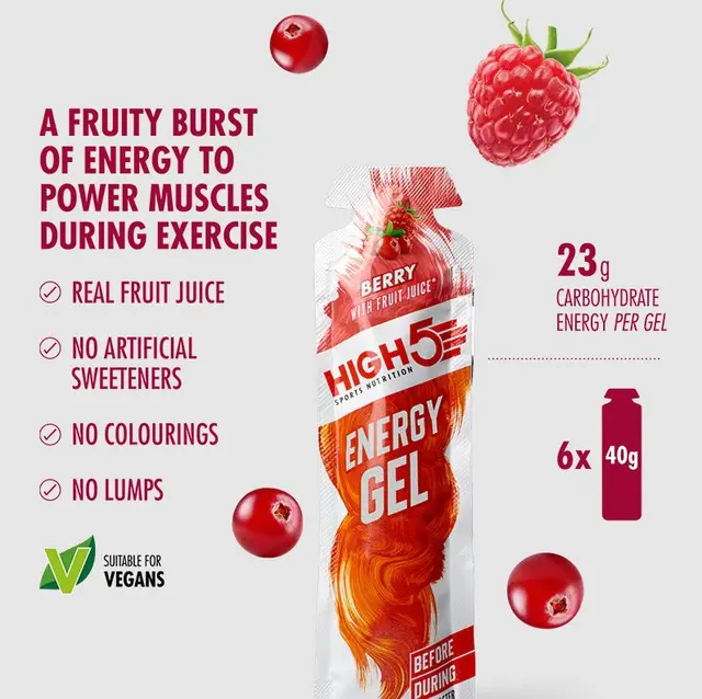 HIGH5 EnergyGel Bær 6pk, 40gr 