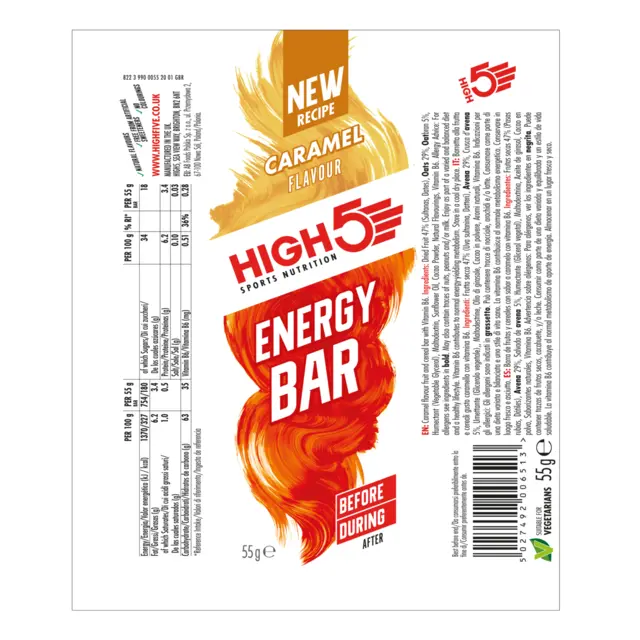 HIGH5 EnergyBar Karamell 12pk, 55gr 