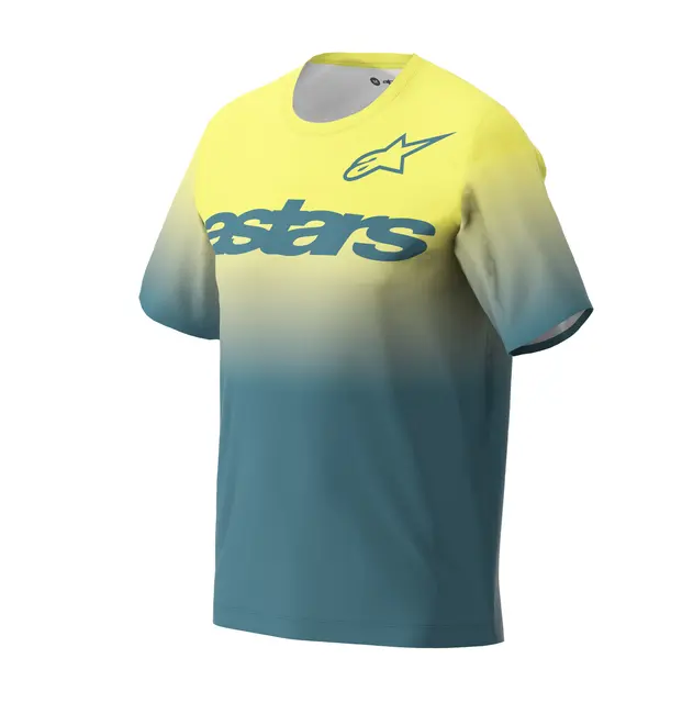 Alpinestars A-Dura Astars 2.0 SS Trøye Small, Blå/Grønn/Gul, Regular Fit 