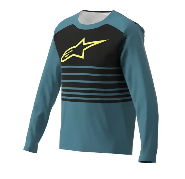 Alpinestars A-Dura Elite Blocked Trøye Small, Blå/Grønn, Regular Fit 