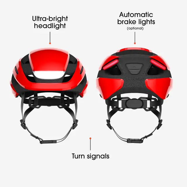 Lumos Ultra MIPS Rød Hjelm med Lys M/L 94LED, Blink, 54-61cm 