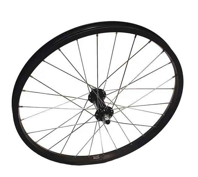 Forhjul 20"/406mm Alu Sort Enkel bunn, 100mm, fast aksling, mutter 