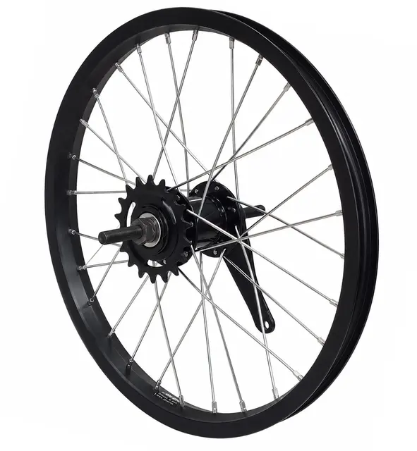 Bakhjul 16"/305mm m/Navbrems Sort Enkel bunn, fast aksling, 18T drev 