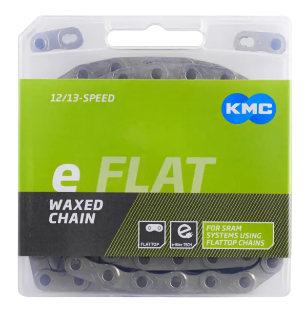 KMC E Flat EPT Go Waxed Kjede Sølv 12/13-Delt SRAM, 136 ledd, 5.2mm 