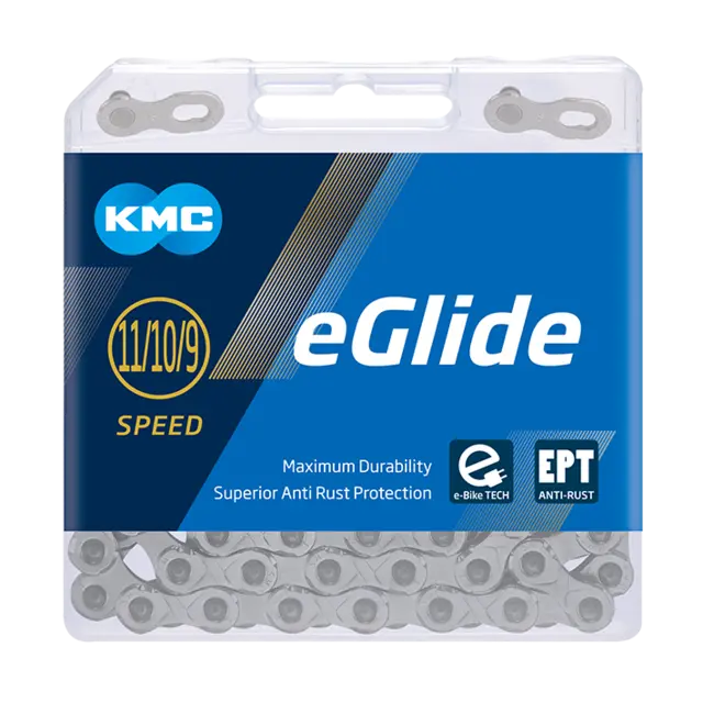 KMC eGlide EPT El-Sykkel Kjede Sølv 9-11-Delt, 118 ledd, Cues, Rustfritt 