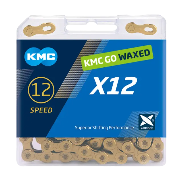 KMC X12 Ti-N Go Waxed Kjede Gull 12-Delt, 126 ledd, 5.2mm 
