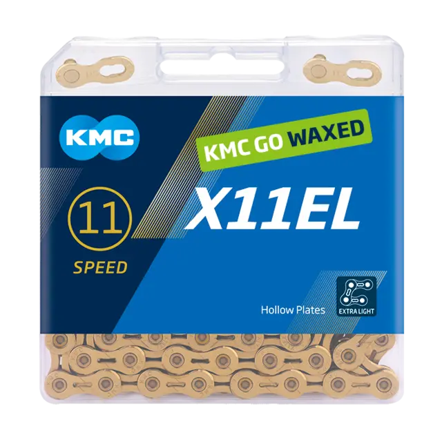 KMC X11EL Ti-N Go Waxed Kjede Gull 11-Delt, 118 ledd, 5.65mm 