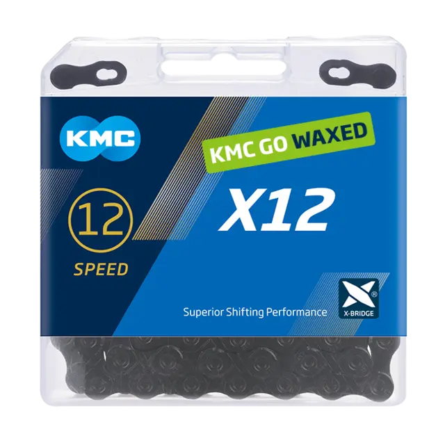 KMC X12 Go Waxed Kjede Sort 12-Delt, 126 ledd, 5.2mm 