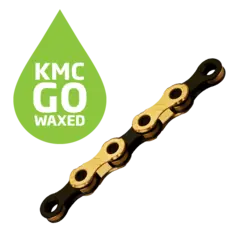 KMC X12 Ti-N Go Waxed Kjede Gull/Sort 12-Delt, 126 ledd, 5.2mm