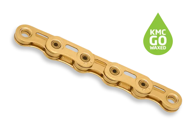 KMC X12SL Flat Go Waxed Kjede Gull 12/13-Delt, 126 ledd, 5.2mm 