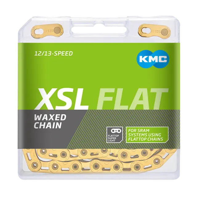 KMC X12SL Flat Go Waxed Kjede Gull 12/13-Delt, 126 ledd, 5.2mm 