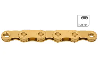 KMC X12 Flat Ti-N Go Waxed Kjede Gull 12/13-Delt, 126 ledd, 5.2mm