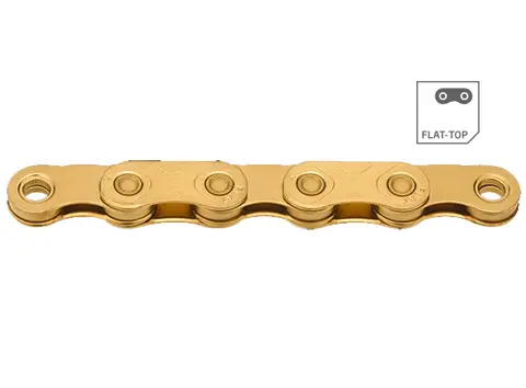 KMC X12 Flat Ti-N Go Waxed Kjede Gull 12/13-Delt, 126 ledd, 5.2mm