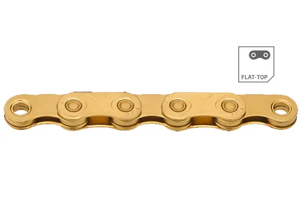KMC X12 Flat Ti-N Go Waxed Kjede Gull 12/13-Delt, 126 ledd, 5.2mm 