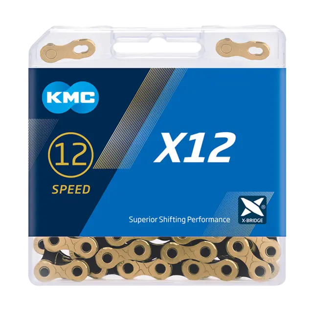 KMC X12 Ti-N Kjede Gull/Sort 12-Delt, 126 ledd, 5.2mm 