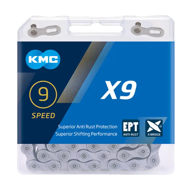 KMC X9 EPT Kjede Grå 9-Delt, 114 ledd, 6.6mm, Rustfritt 