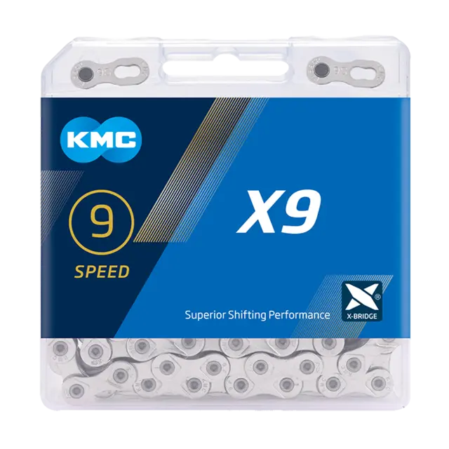 KMC X9 Kjede Grå 9-Delt, 114 ledd, 6.6mm 
