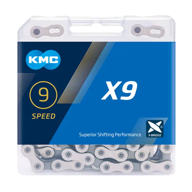 KMC X9 Kjede Sølv/Grå 9-Delt, 122 ledd, 6.6mm 