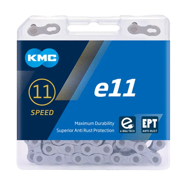 KMC e11 EPT El-Sykkel Kjede Sølv 11-Delt, 136 ledd, 5.65mm, Rustfritt 