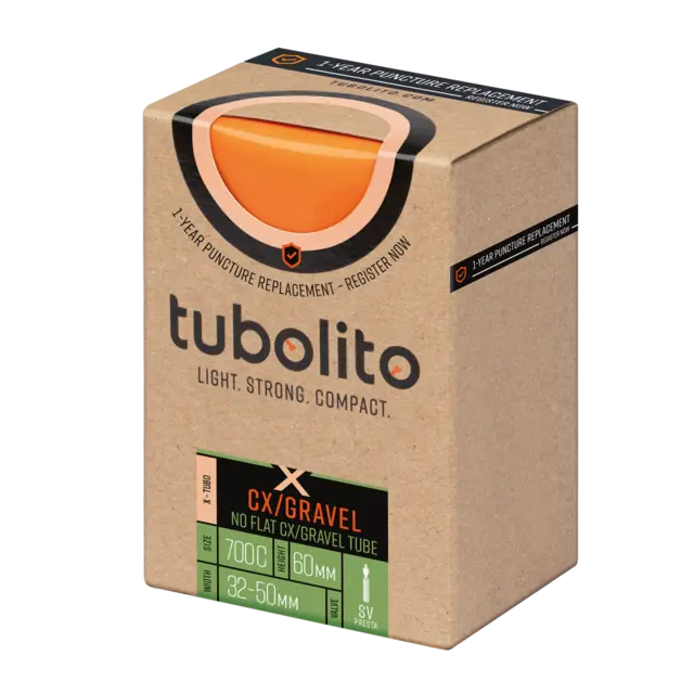 Tubolito X-Tubo Presta Gravel 28" Slange 32/50-622mm,TPU,oransje 60mm ventil,130g 