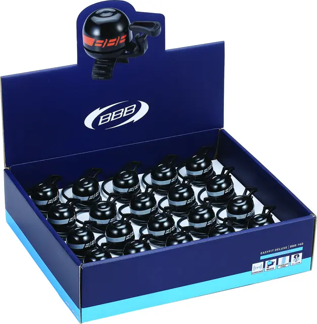 BBB EasyFit Deluxe BBB-14D Ringeklokker 20pk, Display, 4 farger, Strikk 