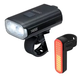 BBB StrikeDuo 1400iC BLS-275i Lyktesett 1400+80 lumens, ink Signal BLS-255 Bak