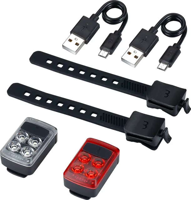 BBB Slide Combo BLS-237 Lyktesett 50+16 Lumens, Micro USB, Sort 