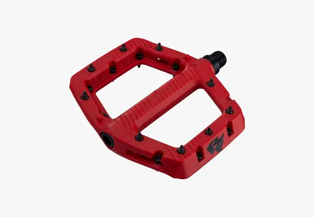 Race Face Chester Platformpedal L Rød Nylon Composite, 115x110mm, 22-pin, 355g 