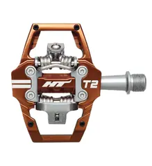 HT T2 Enduro Pedaler Root Beer Brun Alu, 4-pins, m/cleats, 376gr