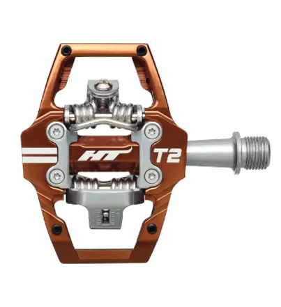 HT T2 Enduro Pedaler Root Beer Brun Alu, 4-pins, m/cleats, 376gr 
