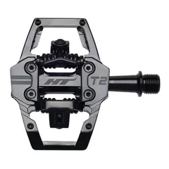 HT T2 Enduro Pedaler Stealth Sort Alu, 4-pins, m/cleats, 376gr