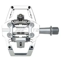 HT T2 Enduro Pedaler Sølv Alu, 4-pins, m/cleats, 376gr