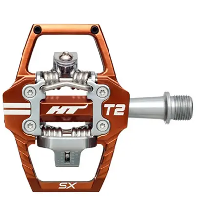 HT T2-SX BMX Pedaler Root Beer Brun Alu, 4-pins, m/cleats, 372gr 